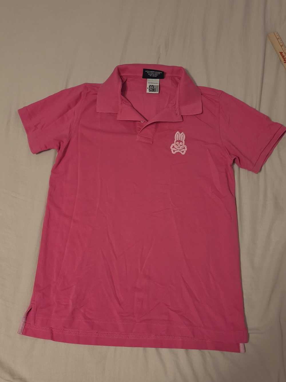 Psycho Bunny Men's Polo Shirt Size 4 Small Hot Pink Pima Cotton Short Sleeve